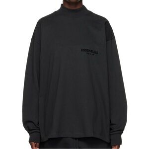 Fear of God Essentials Black Long Sleeve Mock Neck Tee
